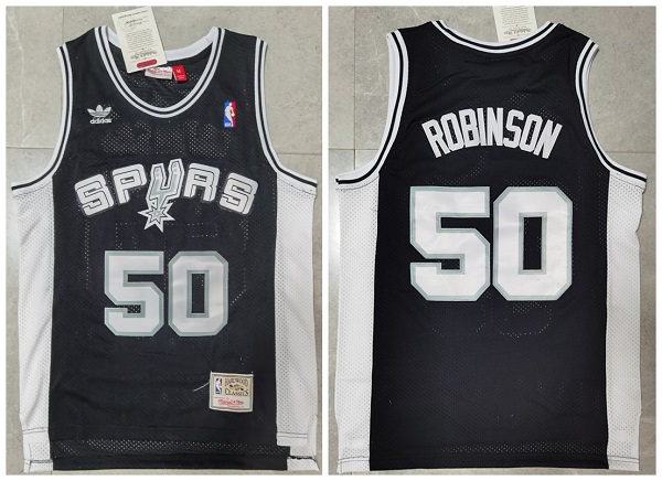 Men's Black San Antonio Spurs #50 David Robinson Throwback Stitched Jersey Men's Black San Antonio Spurs #50 David Robinson Throwback Stitched Jersey